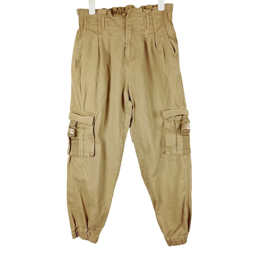 Forever 21 Cargo Pants Womens L Khaki High Rise Y2K Parachute Streetwear